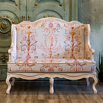 Двухместный диван из массива бука серый с растительным орнаментом Raffael Blue Grey Sofa варинант исполнения - 7 | Loft Concept в Санкт-петербурге