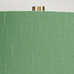 Настольная лампа с белым фигурным основанием на латунном основании и зеленым тканевым конусным абажуром Elstead Lighting варинант исполнения - 2 | Loft Concept в Санкт-петербурге