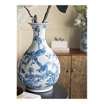 Ваза с мотивами цветущего сада с попугаями Blue Vase Inspired by Nature варинант исполнения - 6 | Loft Concept в Санкт-петербурге