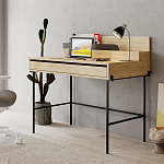 Стол письменный с выдвижным ящиком цвета древесины LEILA WORKING TABLE OAK ANTHRACITE варинант исполнения - 3 | Loft Concept в Санкт-петербурге