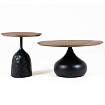 Столик журнальный с круглой деревянной столешницей на черном фактурном основании Bourgeon варинант исполнения - 3 | Loft Concept в Санкт-петербурге