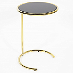 Приставной столик на золотистом основании с черной столешницей Noir варинант исполнения - 1 | Loft Concept в Санкт-петербурге