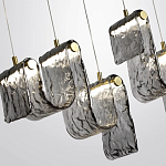 Подвесной светильник линейный с плафонами волнистой формы из фактурного стекла Big Wave варинант исполнения - 5 | Loft Concept в Санкт-петербурге