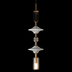 Подвесной светильник с белыми стеклянными элементами и бронзовыми вставками Высота 90 см Gabriel Scott Luna варинант исполнения - 6 | Loft Concept в Санкт-петербурге