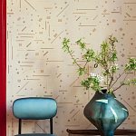 Обои с вышивкой ручной работы Glyph Original colourway on wool sateen варинант исполнения - 2 | Loft Concept в Санкт-петербурге