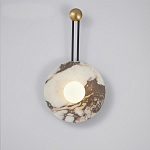 Бра круглое с каменным основанием и плафоном из стекла в форме шара Shaw Marble Lighting варинант исполнения - 1 | Loft Concept в Санкт-петербурге