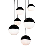 Каскадный светильник с 6-ю плафонами шары Ponzio Flos Cascade  Black Sphere Hanging Lamp варинант исполнения - 2 | Loft Concept в Санкт-петербурге