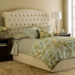 Кровать двуспальная бежевая с основанием из массива дуба с мягким изголовьем Flax Beds варинант исполнения - 1 | Loft Concept в Санкт-петербурге