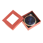 Зеркало карманное круглое двухстороннее из натурального камня Содалит в подарочной упаковке Gold Stone Mirrors варинант исполнения - 3 | Loft Concept в Санкт-петербурге