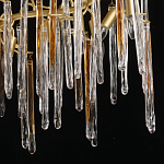 Люстра линейная золотого цвета с декоративными ветвями и длинными стеклянными подвесками в форме сосулек Droplet Chandelier варинант исполнения - 5 | Loft Concept в Санкт-петербурге