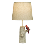 Настольная лампа с тканевым абажуром и основанием в виде птицы на дереве Simurq варинант исполнения - 1 | Loft Concept в Санкт-петербурге