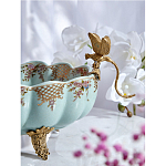 Чаша из голубого фарфора на бронзовых ножках с рисунком цветов и фигурками стрекоз Blue Garden варинант исполнения - 6 | Loft Concept в Санкт-петербурге