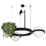 Подвесной светильник с 2-мя шарообразными плафонами и цилиндрическим спотом Light of Еyes варинант исполнения - 6 | Loft Concept в Санкт-петербурге