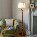 Торшер классического стиля цвета темная бронза с бежевым льяным абажуром Feiss варинант исполнения - 2 | Loft Concept в Санкт-петербурге