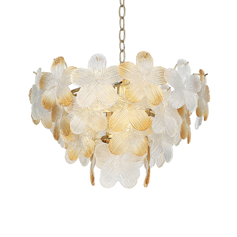 Люстра конусообразная с цветочными мотивами Light Floral Glow Прозрачный Янтарный Золотой в Санкт-петербурге | Loft Concept 