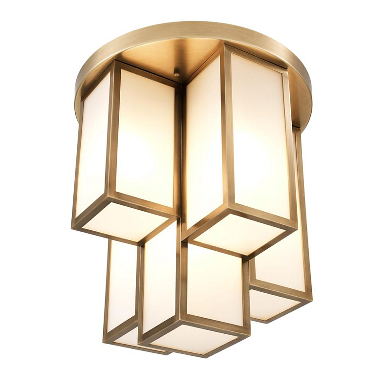 Потолочный светильник Eichholtz Ceiling Lamp Axel Antique brass Латунь Античная полированная Белый в Санкт-петербурге | Loft Concept 