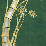 Обои ручная роспись Bamboo Golden on Edo Green India tea paper варинант исполнения - 2 | Loft Concept в Санкт-петербурге