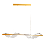 Люстра линейная золотистого цвета с двумя прозрачными волнистыми элементами Wave Line варинант исполнения - 2 | Loft Concept в Санкт-петербурге