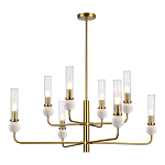 Люстра с 8-ю плафонами в форме стеклянных трубок и мраморных декоративных элементов Montreal варинант исполнения - 7 | Loft Concept в Санкт-петербурге