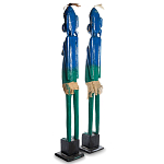 Комплект из 2-х деревянных статуэток Asmat Statuettes Blue Green варинант исполнения - 5 | Loft Concept в Санкт-петербурге
