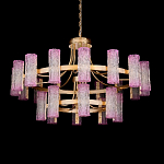 Люстра двухъярусная круглая с текстурными цилиндрическими плафонами Glimpse варинант исполнения - 1 | Loft Concept в Санкт-петербурге