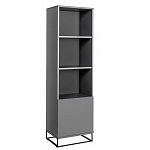 Стеллаж книжный цвета графит с 3-мя открытыми полками и дверкой Strict Lines варинант исполнения - 1 | Loft Concept в Санкт-петербурге