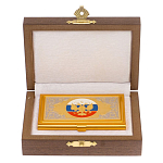 Визитница карманная металлическая с гравюрой Герба России в подарочной коробке Gold Metal Business Card Holders варинант исполнения - 3 | Loft Concept в Санкт-петербурге