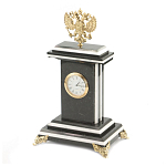 Часы настольные бронзовые с Гербом России из натурального камня Змевик Stone Clock варинант исполнения - 2 | Loft Concept в Санкт-петербурге