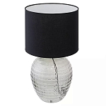 Настольная лампа с черным цилиндрическим тканевым абажуром и фактурным прозрачным основанием Black Cone варинант исполнения - 1 | Loft Concept в Санкт-петербурге