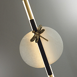 Подвесной светильник с шарообразным плафоном из алебастра и бронзовой декоративной стрекозой Alaris  варинант исполнения - 6 | Loft Concept в Санкт-петербурге