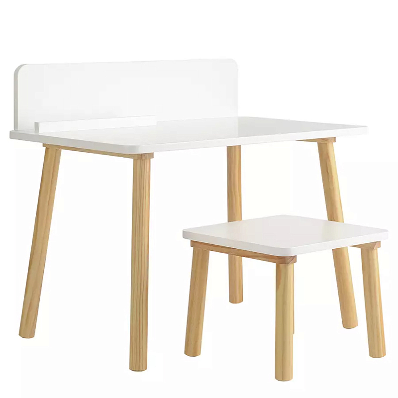 Набор детской мебели белый Childrens Table with Stool Белый Голубой в Санкт-петербурге | Loft Concept 