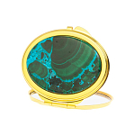 Зеркало карманное складное овальное из натурального камня Малахит с Хризоколлой Gold Stone Mirrors варинант исполнения - 2 | Loft Concept в Санкт-петербурге