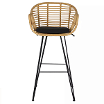 Стул барный с ротанговым плетением Half Bar Chair with Wicker с подлокотниками варинант исполнения - 1 | Loft Concept в Санкт-петербурге
