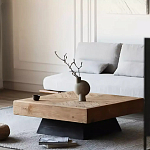 Дизайнерский журнальный стол квадратный с черным трапециевидным основанием Wokab варинант исполнения - 3 | Loft Concept в Санкт-петербурге