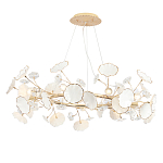 Люстра круглая с белыми лепестками из керамики и прозрачными хрустальными цветками Диаметр 82 см Wintery flovers варинант исполнения - 1 | Loft Concept в Санкт-петербурге