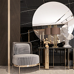 Настольная лампа с цилиндрическим абажуром из коричневой ткани и золотыми трубочками Brown Aura варинант исполнения - 4 | Loft Concept в Санкт-петербурге