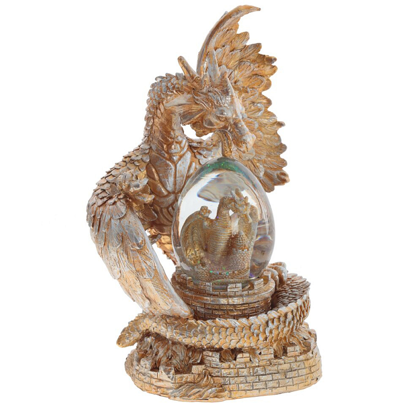 Декоративная статуэтка Дракон Dragon Guarding a Glass Egg Copper Медь Прозрачное Стекло в Санкт-петербурге | Loft Concept 