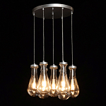 Люстра с 7-ю прозрачными плафонами из стекла в форме капли на круглом потолочном основании цвета хром Lucid Rain  варинант исполнения - 3 | Loft Concept в Санкт-петербурге