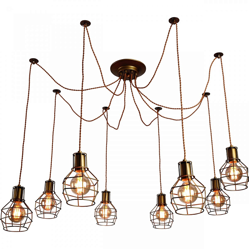 Люстра Loft Wire Cage Pendant 8 Brown Бронза в Санкт-петербурге | Loft Concept 