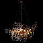 Подвесная люстра в виде ветвей деревьев золотого цвета с прозрачными подвесками-каплями 10 и 14 ламп Droplet Chandelier варинант исполнения - 4 | Loft Concept в Санкт-петербурге