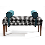 Банкетка Banquette PIED DE POULE с принтом гусиная лапка и синими подлокотниками  варинант исполнения - 1 | Loft Concept в Санкт-петербурге