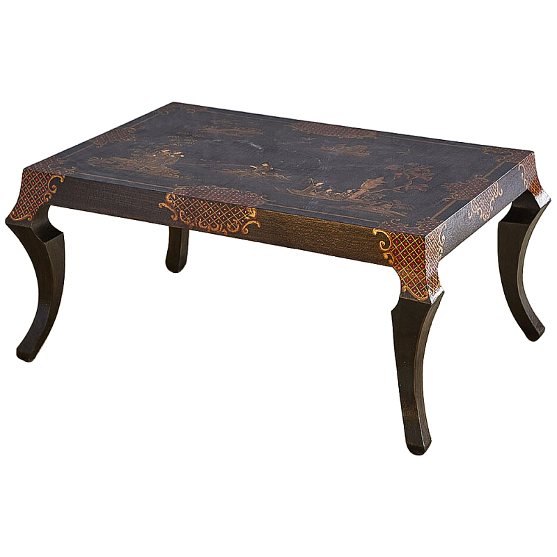 Кофейный стол в стиле Шинуазри ручная роспись Chinoiserie Collection Coffee Table Коричневый Красный Золотой в Санкт-петербурге | Loft Concept 