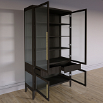 Витрина Primo со стеклянными фасадами и 2 ящиками Темный орех варинант исполнения - 6 | Loft Concept в Санкт-петербурге