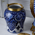 Ваза с насыщенным синим орнаментом и золотой крышкой Blue & White Ornament  варинант исполнения - 4 | Loft Concept в Санкт-петербурге