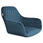 Стул с мягкой синей обивкой из велюра и подъемно-поворотным механизмом на черных колесиках Harper Blue варинант исполнения - 2 | Loft Concept в Санкт-петербурге