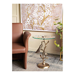 Столик с круглой стеклянной столешницей и корпусом в виде двух павлинов на ветке Table Two Peacocks варинант исполнения - 7 | Loft Concept в Санкт-петербурге