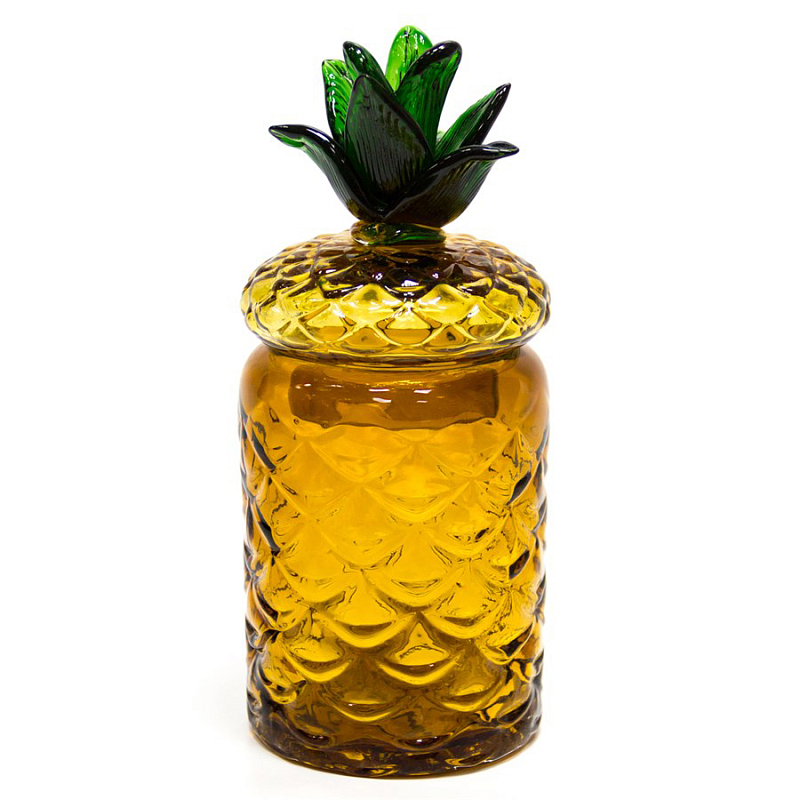 Ваза с крышкой Pineapple Transparent Amber M Янтарь (Amber) Зеленый в Санкт-петербурге | Loft Concept 