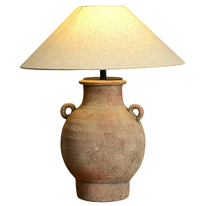 Настольная лампа керамическая с ручками и тканевым абажуром Eastern Tale