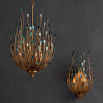 Бра настенное золотое с декором из бирюзовых элементов Peacock Tail варинант исполнения - 4 | Loft Concept в Санкт-петербурге