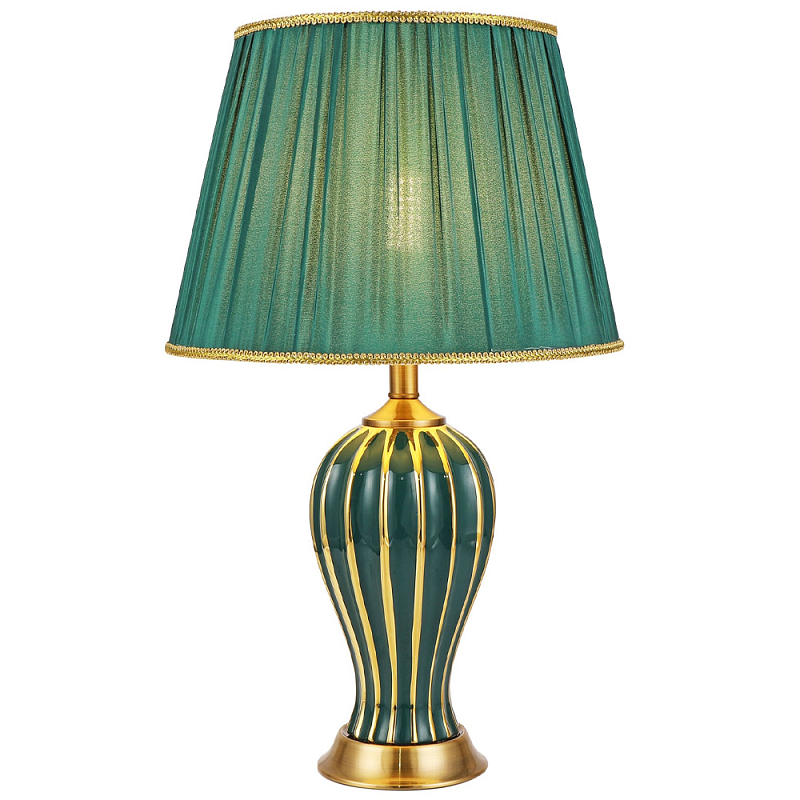 Настольная лампа с абажуром Celestina Green  Gold Lampshade Table Lamp Золотой Зеленый в Санкт-петербурге | Loft Concept 